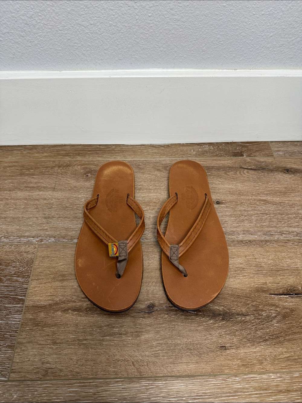 Rainbow Brown Flip flops size 8